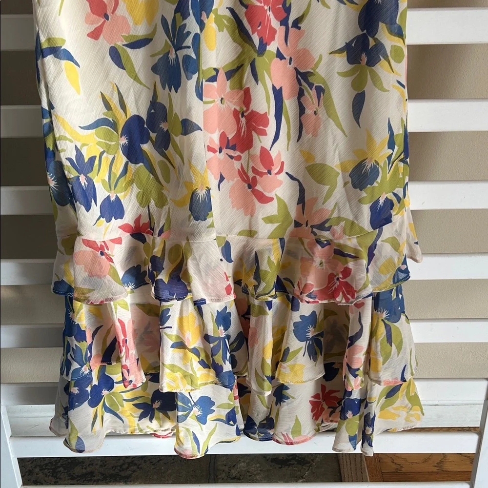 Ralph Lauren Floral Colorful Georgette Drop-Waist Dress Size 4 - Picture 11 of 14
